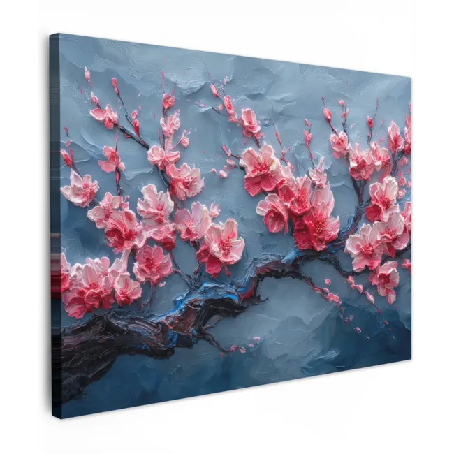 Leinwandbild - Blüte - Blume - Rosa - Zweig