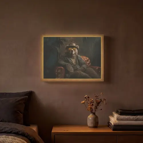 Beer - Bruin - Pak - Hoed Light Box met batterij (Wandlamp) middel -sfeer4