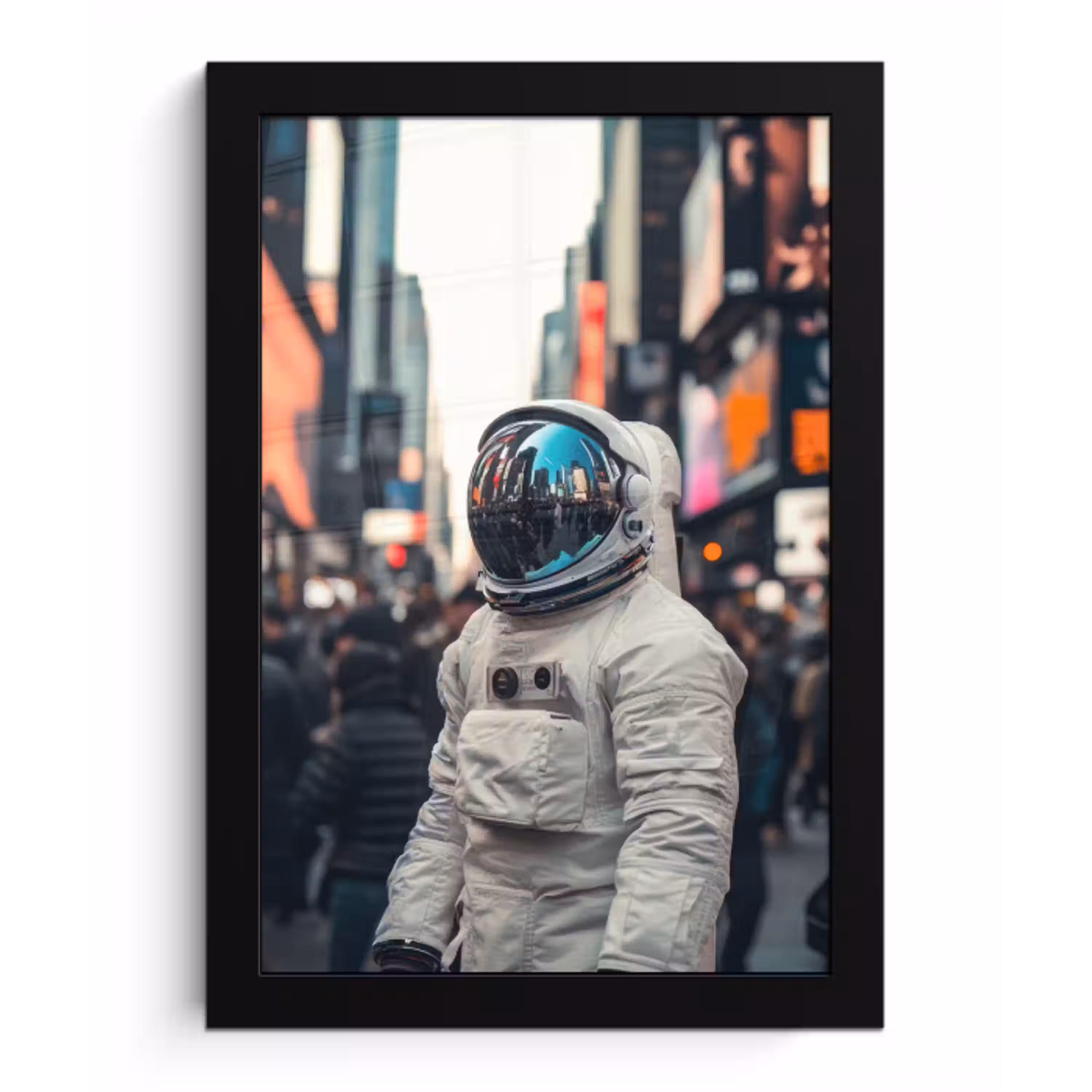 Stad - Mensen - Astronaut - Wit fotolijst zwart zonder passe partout klein -3d
