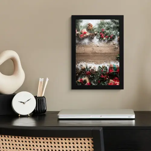 Kerstdecoratie - Geschenken - Hout - Veelkleurig fotolijst zwart zonder passe partout klein -sfeer1