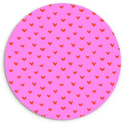 Rood -  Hartjes - Roze - Patroon Wandcirkel plexiglas klein 852 -3d