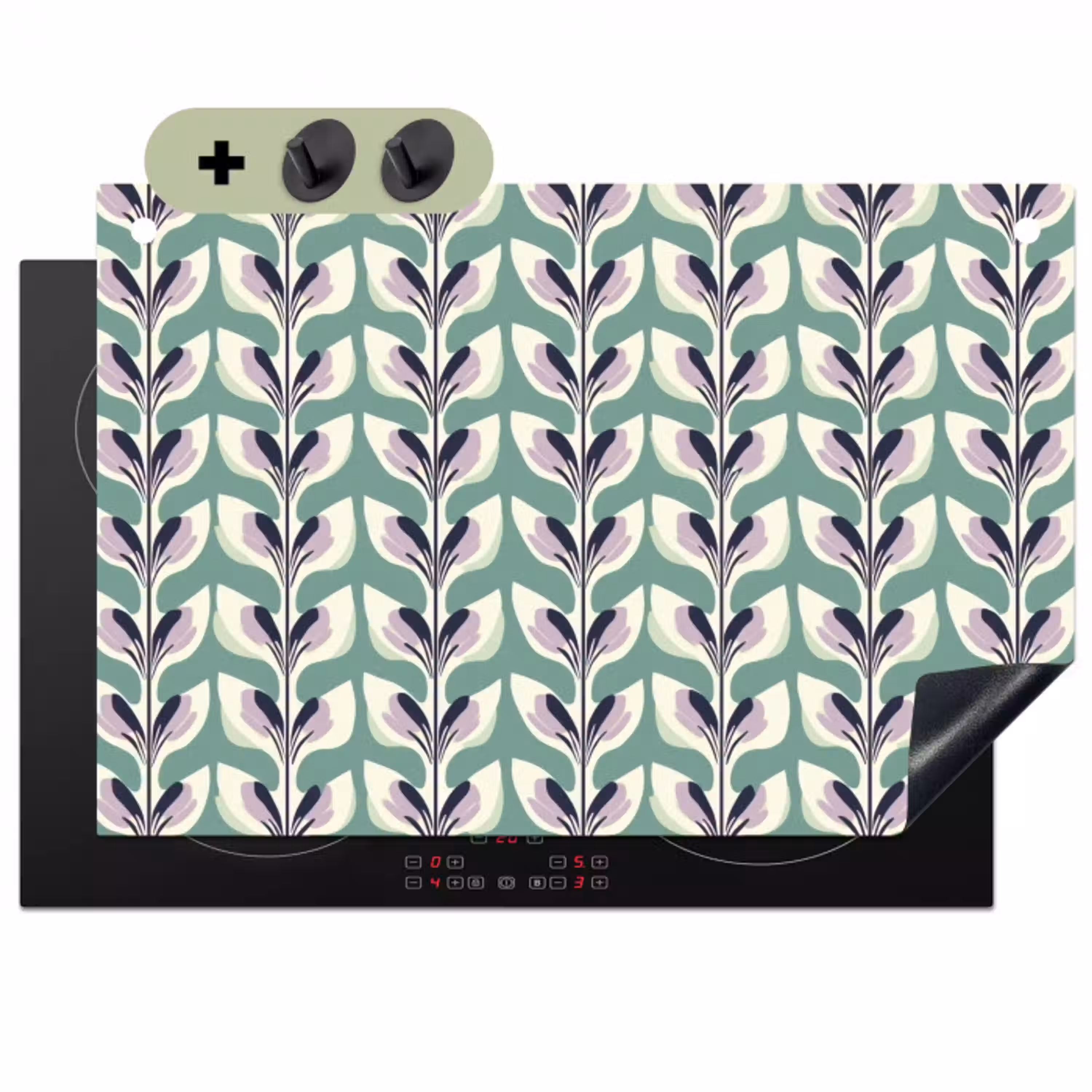 Retro - Modern - Groen Inductie beschemer met haakjes klein 777 -3d