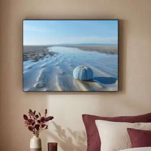 Strand - Schild - Water - Blauw Textielframe - compleet frame klein -sfeer1