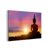 Zonsondergang - Horizon - Boeddha beeld - Buddha -  Silhouette aluminium wit klein -3d