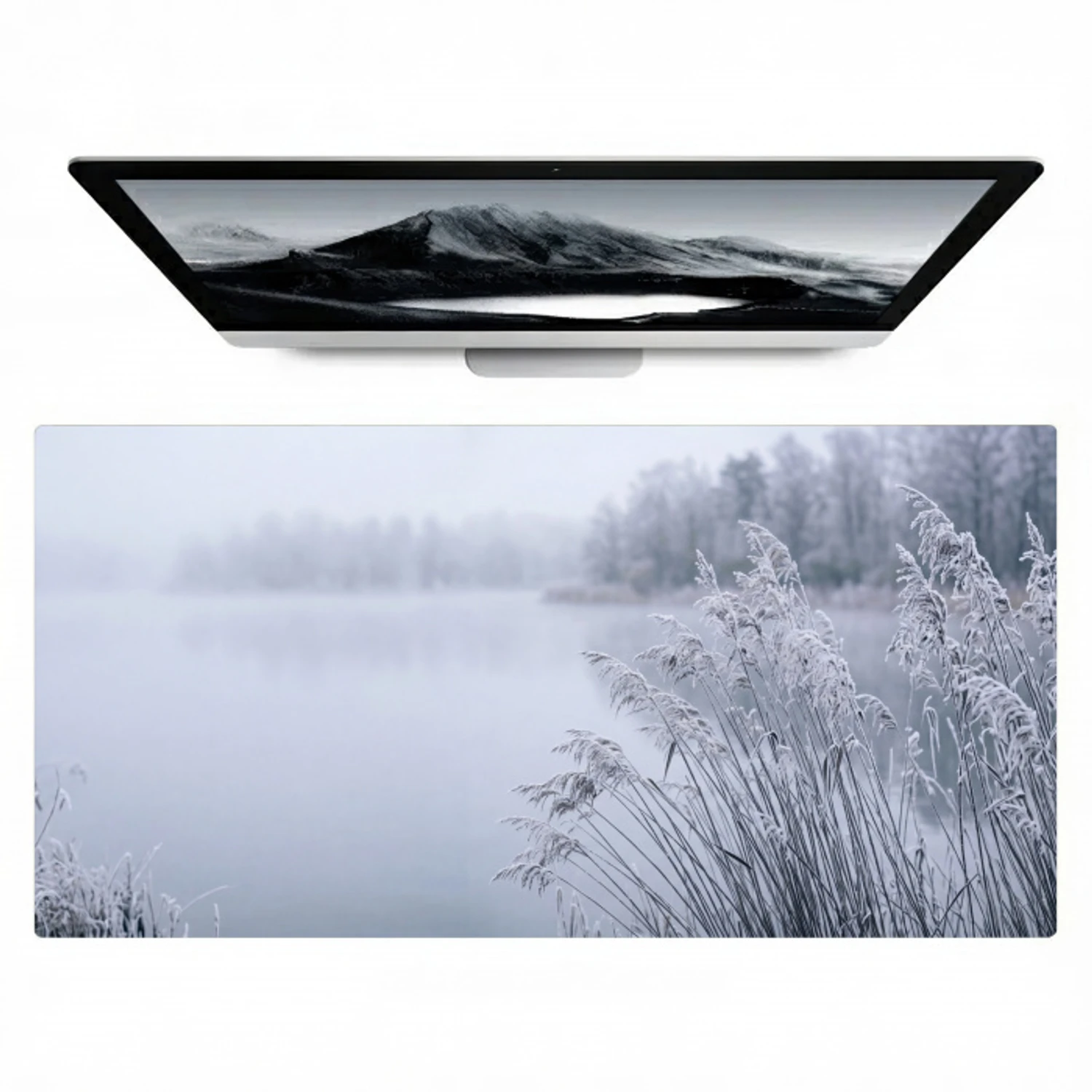 Riet - Bevroren - Winter - Natuur Muismat XXL klein -zzz3d