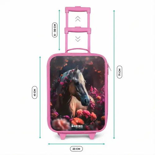 Goudbruin paard tussen de bloemen Kinderkoffer - Roze klein -productfoto_formaten