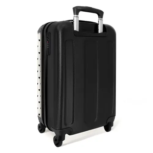 Valentijn hartjes zwart wit NBS - Handbagage koffer - Kinderen Unisex middel -achterkant