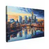 Zonsondergang Frankfurt - Stad - Skyline - Water Tuinposter op houten frame 2 cm dik klein -3d
