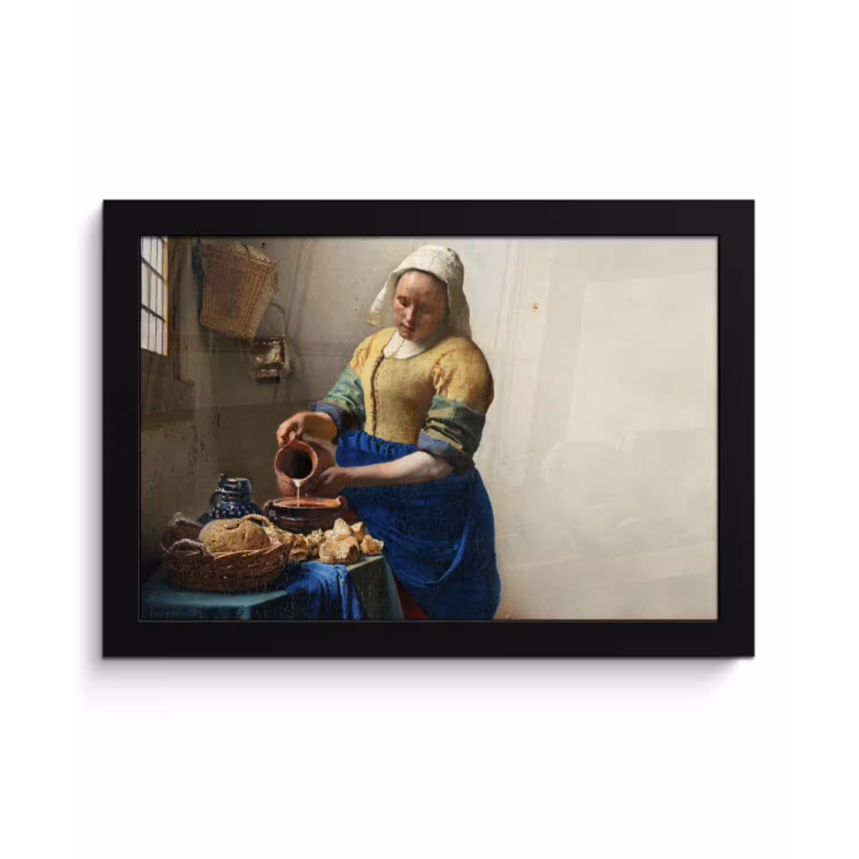 Het melkmeisje - Kunst - Oude meesters - Vermeer fotolijst zwart zonder passe partout klein -3d