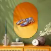 Kreeft - Delftsblauw - Schild - Stoer - Oranje Wandcirkel Ovaal Glas middel -sfeer2