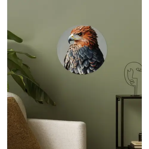 Vogel - Realistisch - Veren - Bruin Wandcirkel behangsticker klein -sfeer2