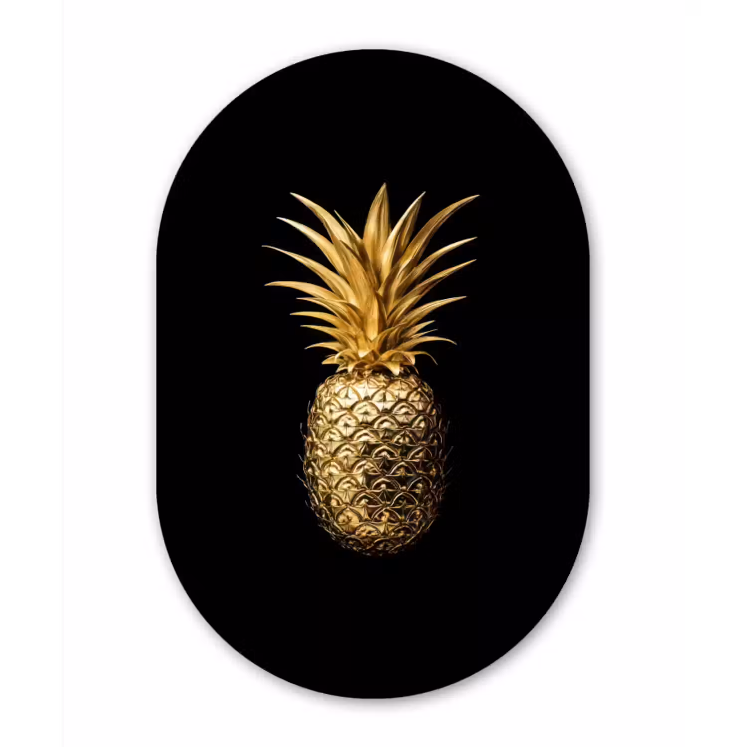Muurovaal Glas – Ananas - Zwart - Goud - Luxe