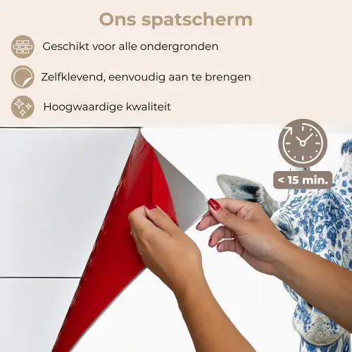 Giraffe - Delfts blauw - Dieren - Minimalistisch keuken achterwand spatscherm klein -spatscherm_NL