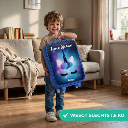 Eenhoorn - Sterren - Blauw Kinderkoffer - Blauw klein -sfeer2_NL