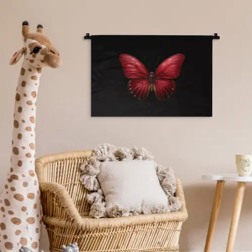 Vlinder - Rood - Minimalistisch Wandkleed katoen klein -wsfeer5_kind