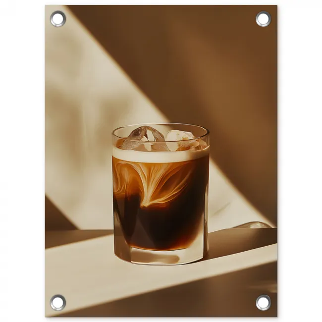 Glas - Ijskoffie - Schaduw - Bruin tuinposter los doek klein -3d