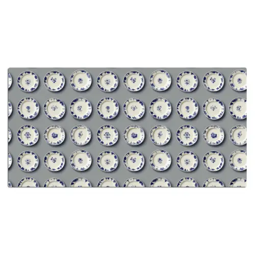 Borden - Bloemen - Blauw - Wit Muismat XXL klein 681 -3d_leeg