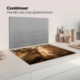Hert - Bos - Mistig - Natuur - Goud Inductie beschermer vinyl 3mm klein -wsfeer7_website