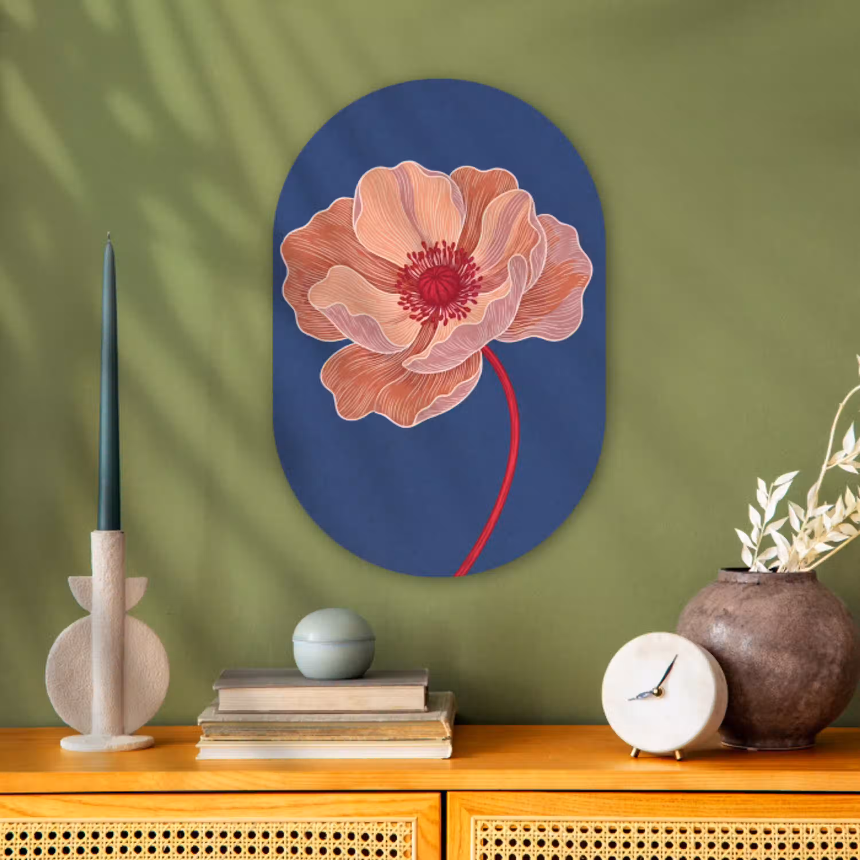 Bloemen - Modern - Abstract Wandcirkel Ovaal Forex klein -sfeer2