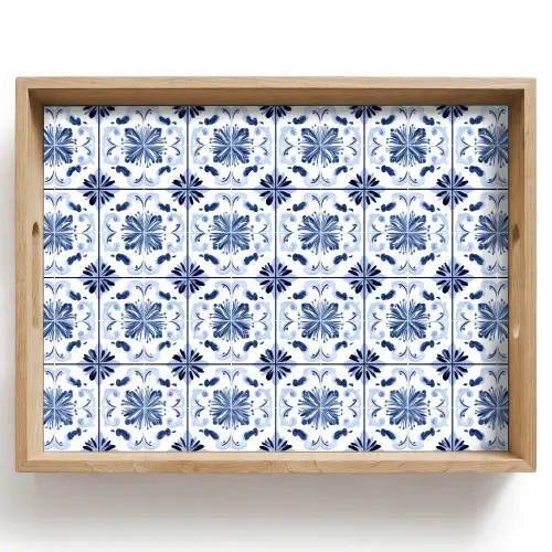 Patroon - Tegel - Blauw Dienblad Rechthoek middel 911 -z3d_shopping