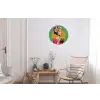 Retro - Vrouw - Stad - Zon Wandcirkel aluminium klein -woonkamer