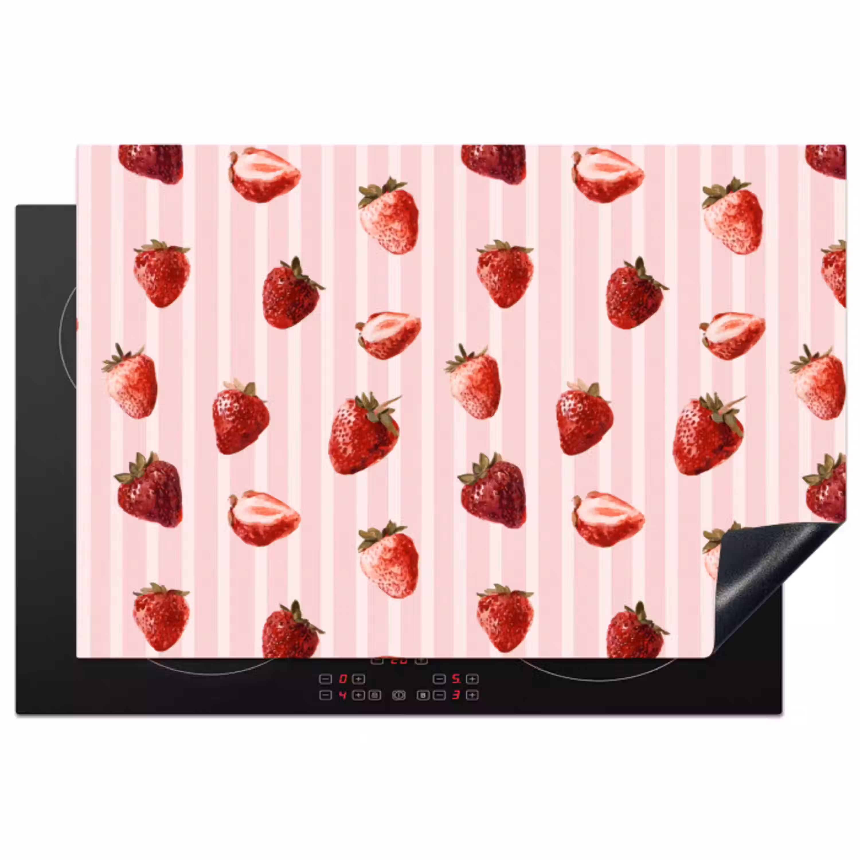 Strepen - Aardbei - Roze Inductie beschermer vinyl 3mm klein 276 -3d