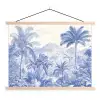 Tropisch - Jungle - Blauw textielposter latten blank klein -3d