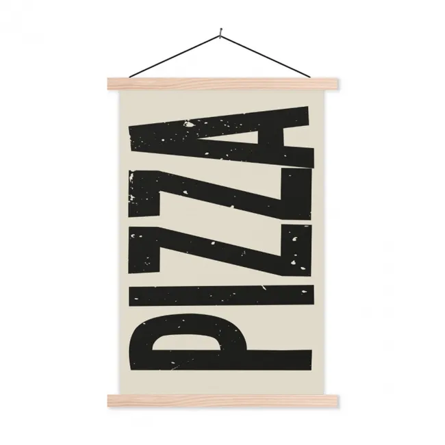 Pizza - Decoratie - Japandi - Vintage textielposter latten blank klein -3d