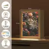 Leeuw - Dier - Natuur - Bloemen - Botanisch Light Box met kabel (Tafellamp) klein -USP_NL
