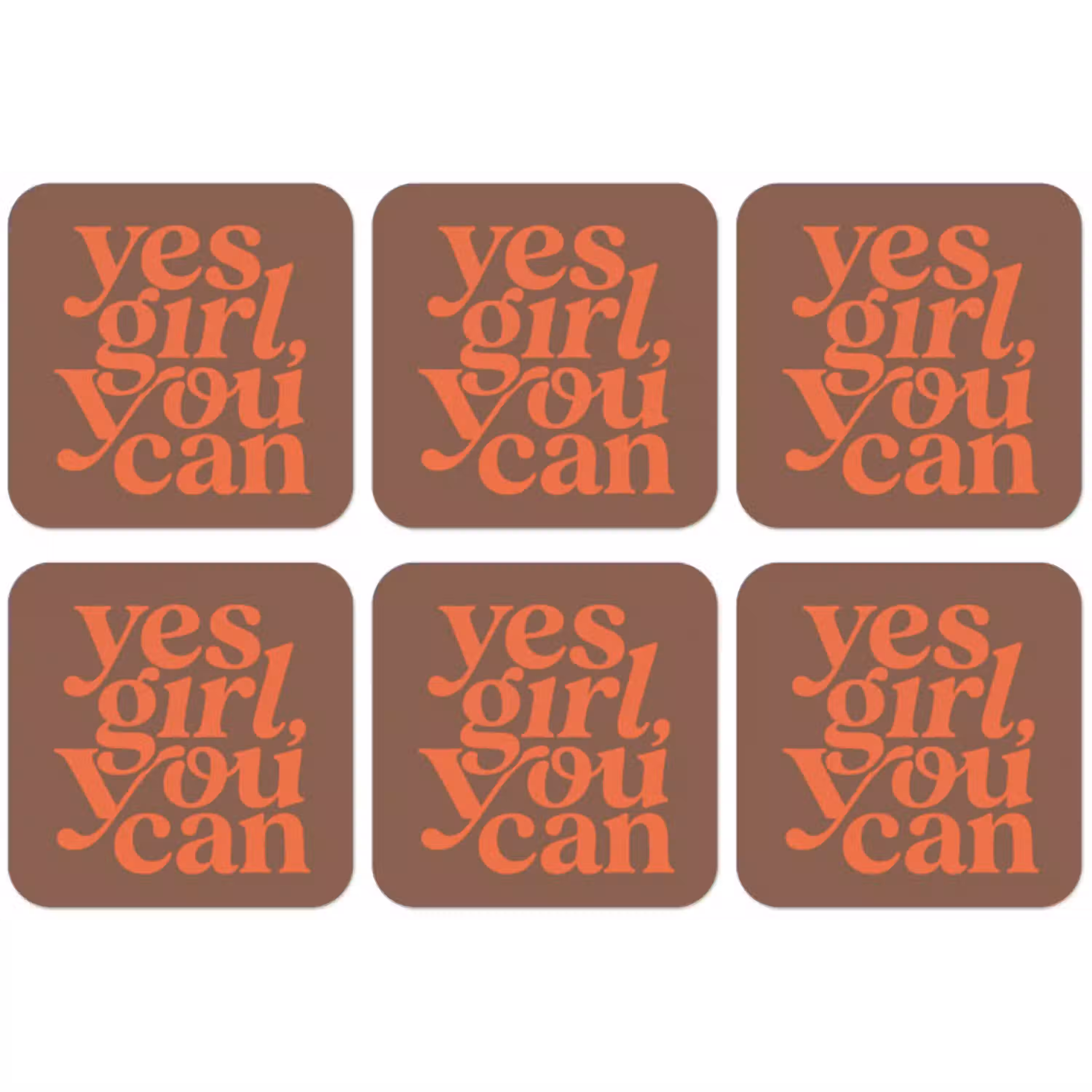Yes girl you can - Oranje - Bruin onderzetter kurk middel -zkaufland3dotto