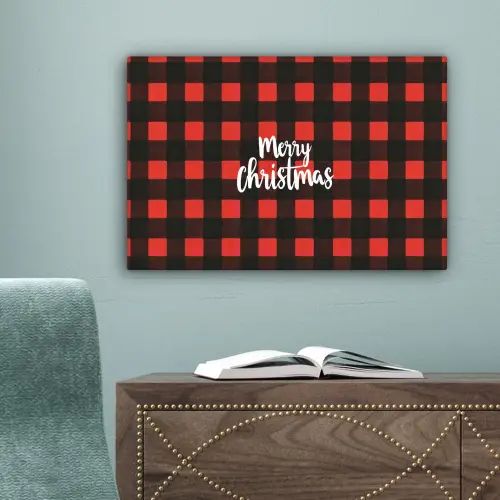 Geruit - Rood - Tekst - Christmas canvas 2cm klein -sfeer4