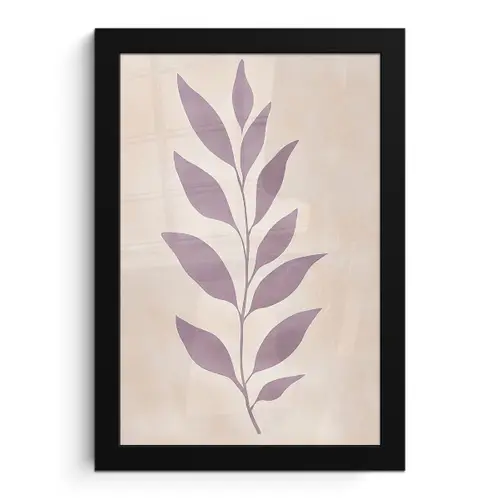 Tak - Bladeren - Minimalistisch - Beige fotolijst zwart zonder passe partout klein -3d