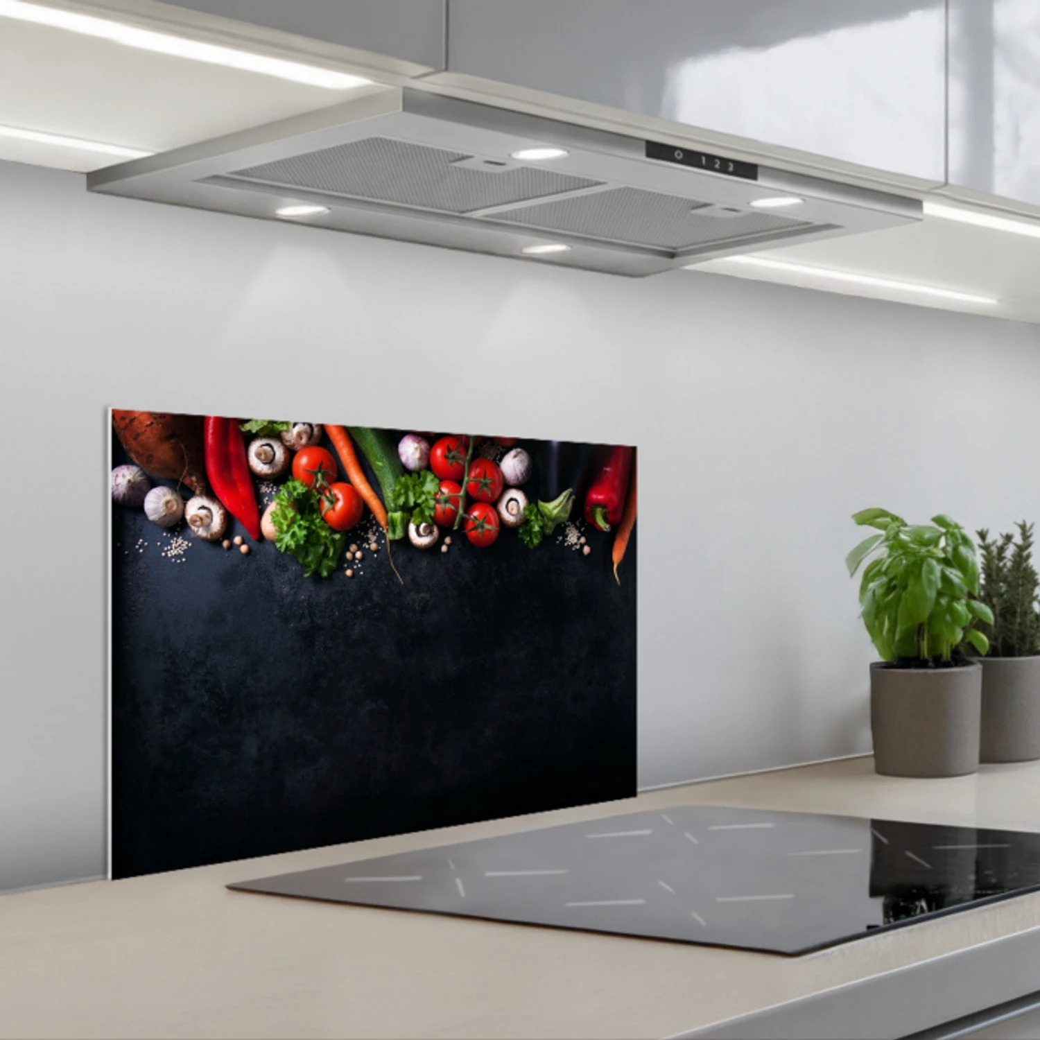 Groente - Kruiden - Specerijen - Zwart - Rustiek - Keuken keuken achterwand spatscherm klein -3d_schuin