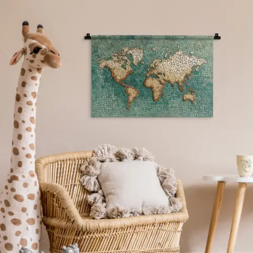 Wereldkaart - Gebroken tegels - Mozaïek Wandkleed katoen klein -wsfeer5_kind