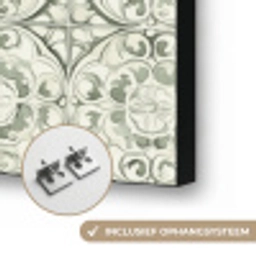 Krulornament - Tegel - Groen Textielframe zwart klein 947 -USP_ophangsysteemNL