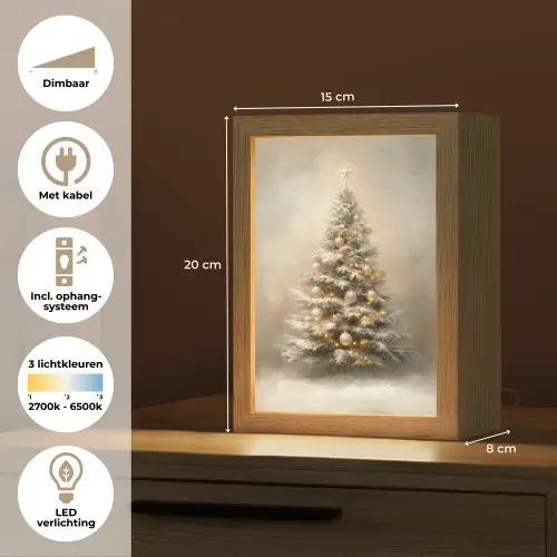 Kerst - kerstboom - Sneeuw - Art Light Box met kabel (Tafellamp) klein -USP_NL
