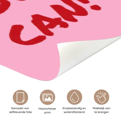 Yes you can do it - Rood - Roze deurposter klein -closeup_NL