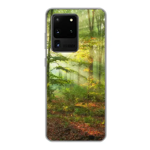 Zon - Bos - boom - Natuur - Herfst Telefoonhoesje Samsung Galaxy S20 Ultra klein -3d
