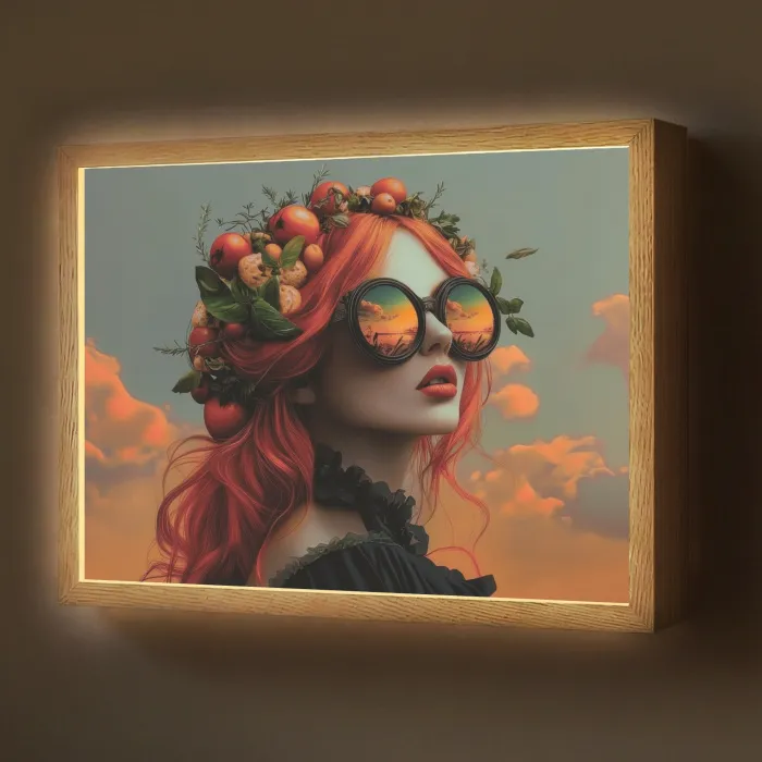 Vrouw - Kroon - Tomaat - Bascilicum - Zonnebril Light Box met batterij (Wandlamp) middel -z3d_website
