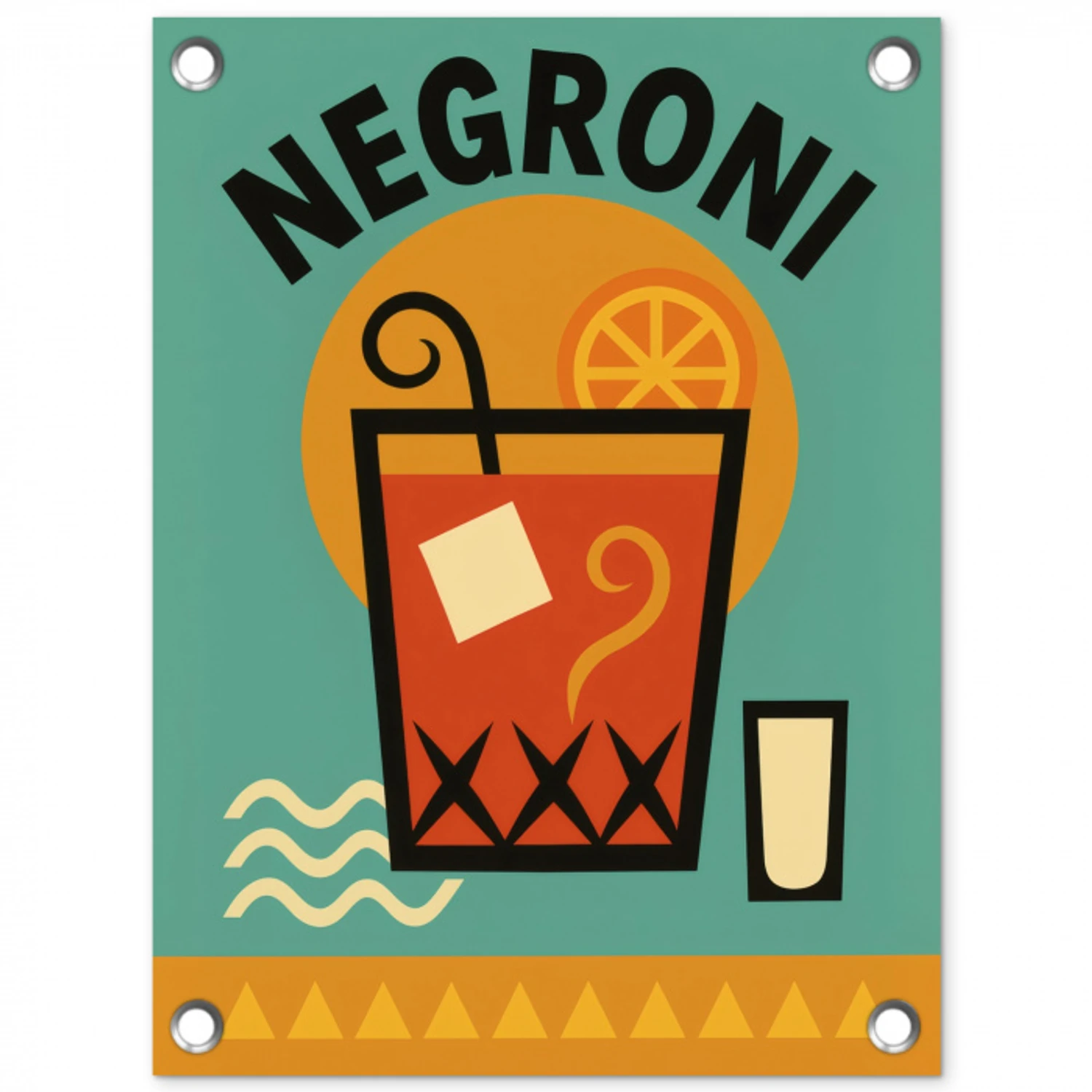 Cocktail - Negroni - Art - Sinaasappel tuinposter los doek klein -3d