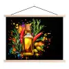 Olijfolie - Graffiti - Peper - Olijven - Modern textielposter latten blank klein -3d