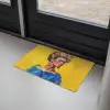 Frida Kahlo - Vrouw - Geel - Blauw - Bloemen Deurmat klein -sfeer2