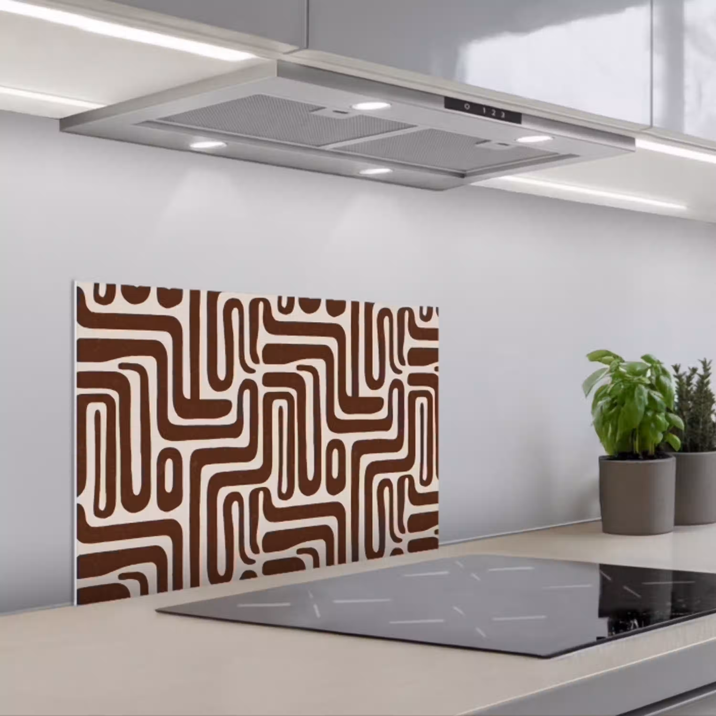 Abstract - Patroon - Bruin keuken achterwand spatscherm klein 900 -3d_schuin
