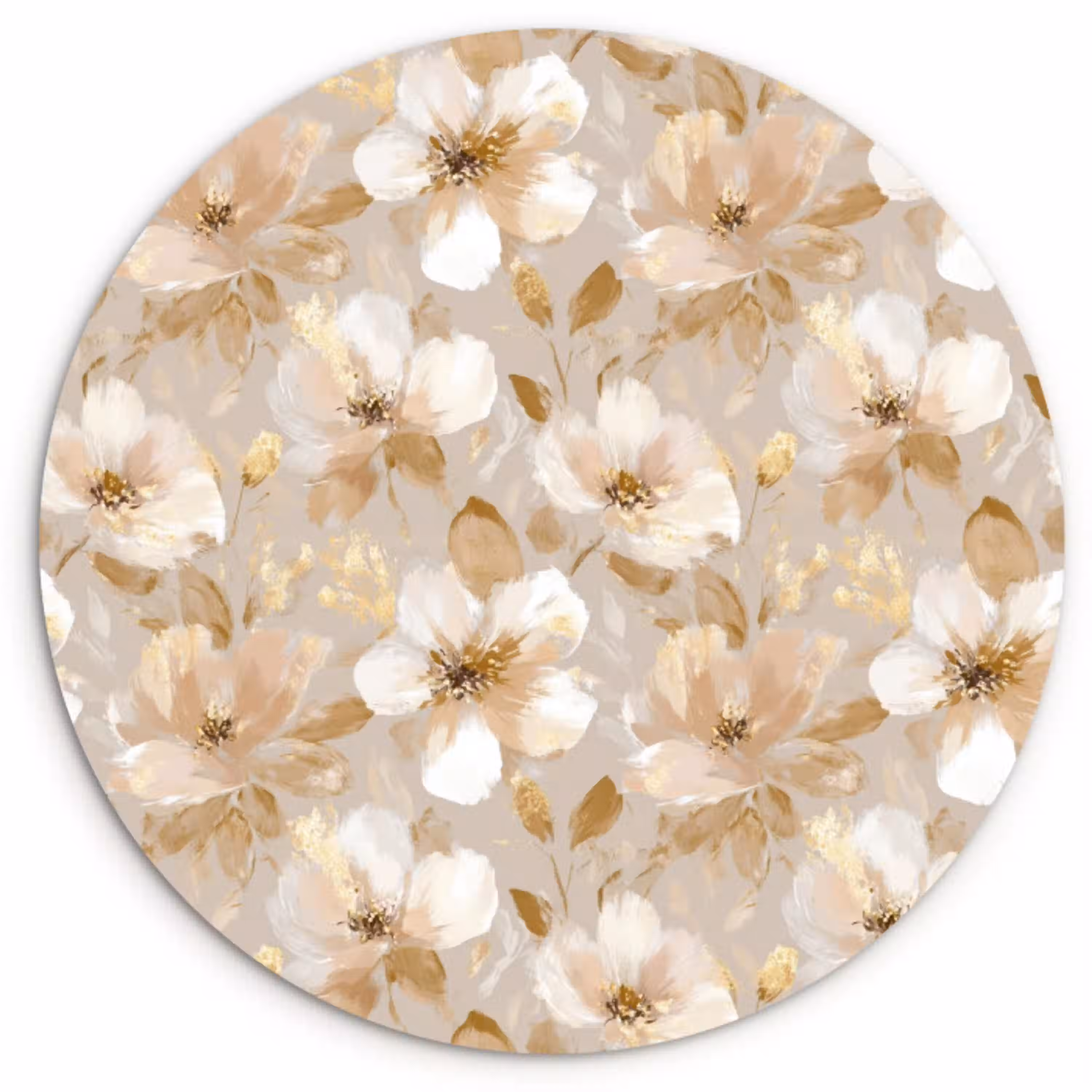 Bloemen - artistiek - Goud Wandcirkel kunststof plaat 5mm dik klein 188 -3d