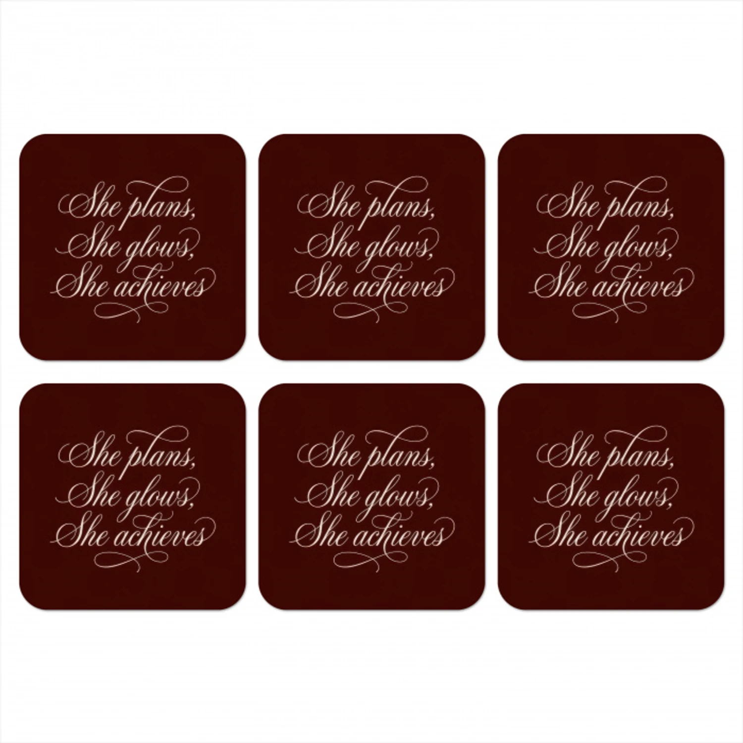 She plans she glows she achieves - Rood - Cursief onderzetter kurk middel -3d