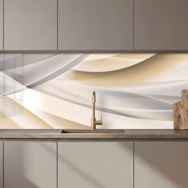 Golven - Abstract - Beige keuken achterwand 2 middel zz_3dshopping