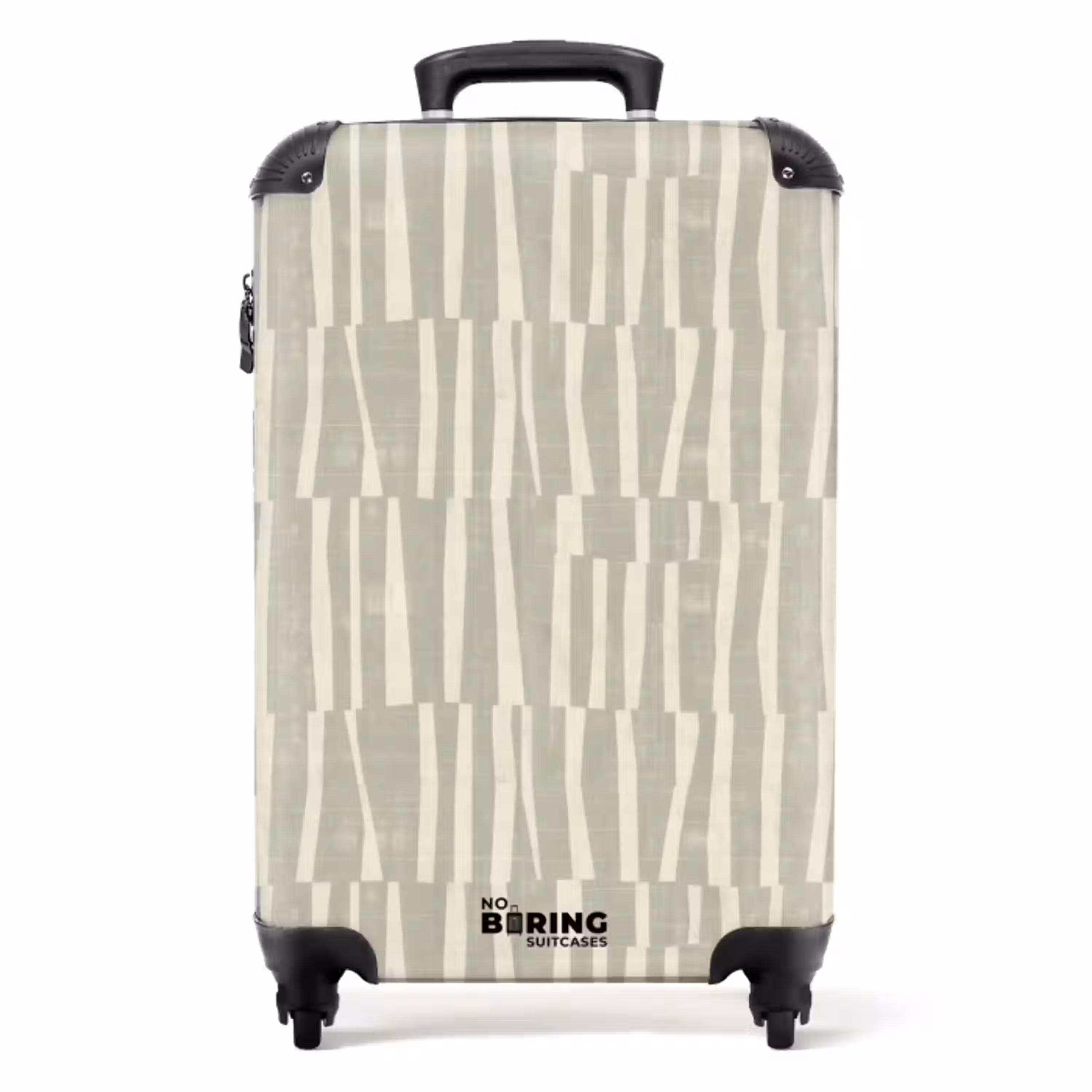 Saliegroen - Strepen - Geometrisch - Textuur - Patroon NBS - Handbagage koffer - Volwassenen Unisex middel -productfoto_recht