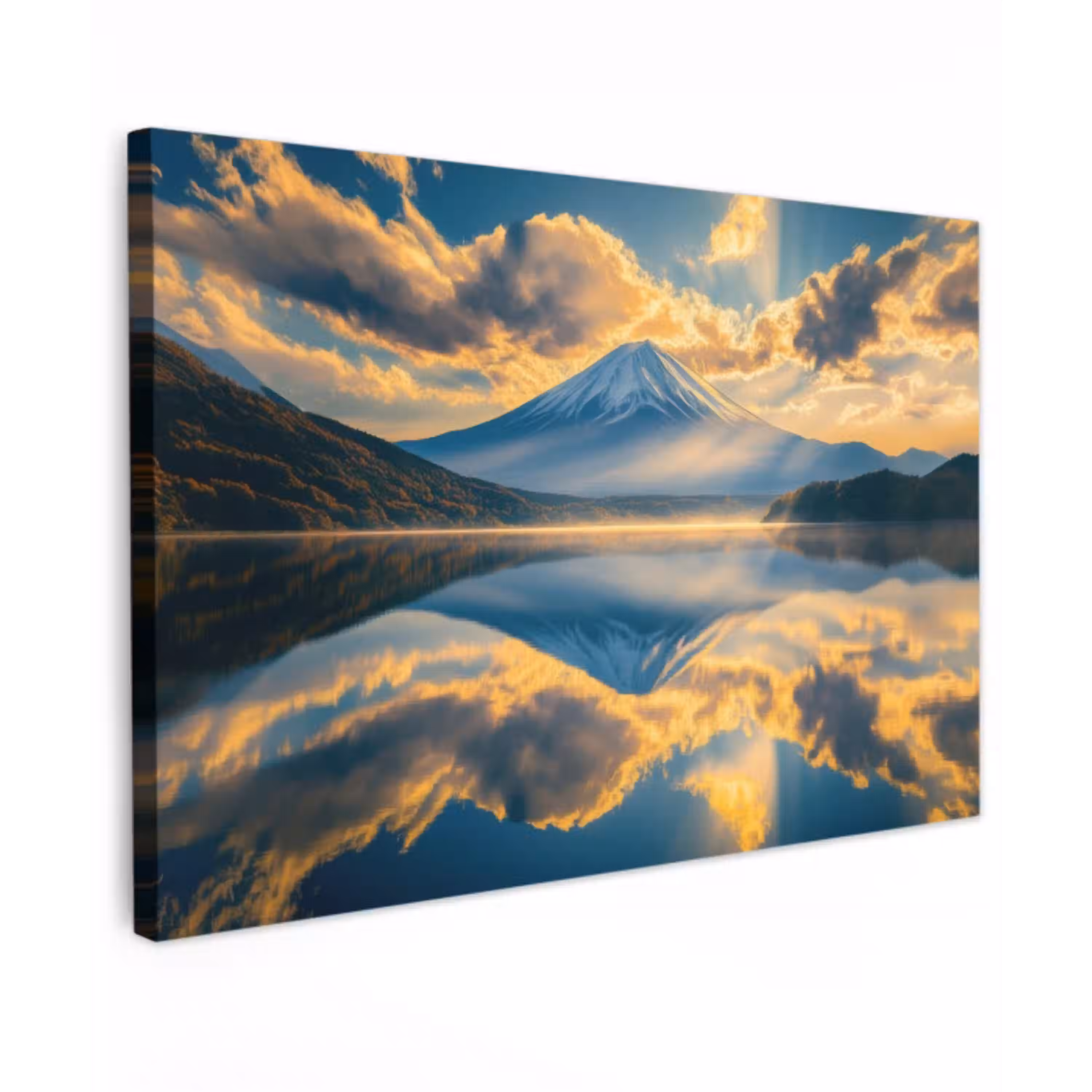Berg - Rivier - Zonsondergang canvas 2cm klein -z3d