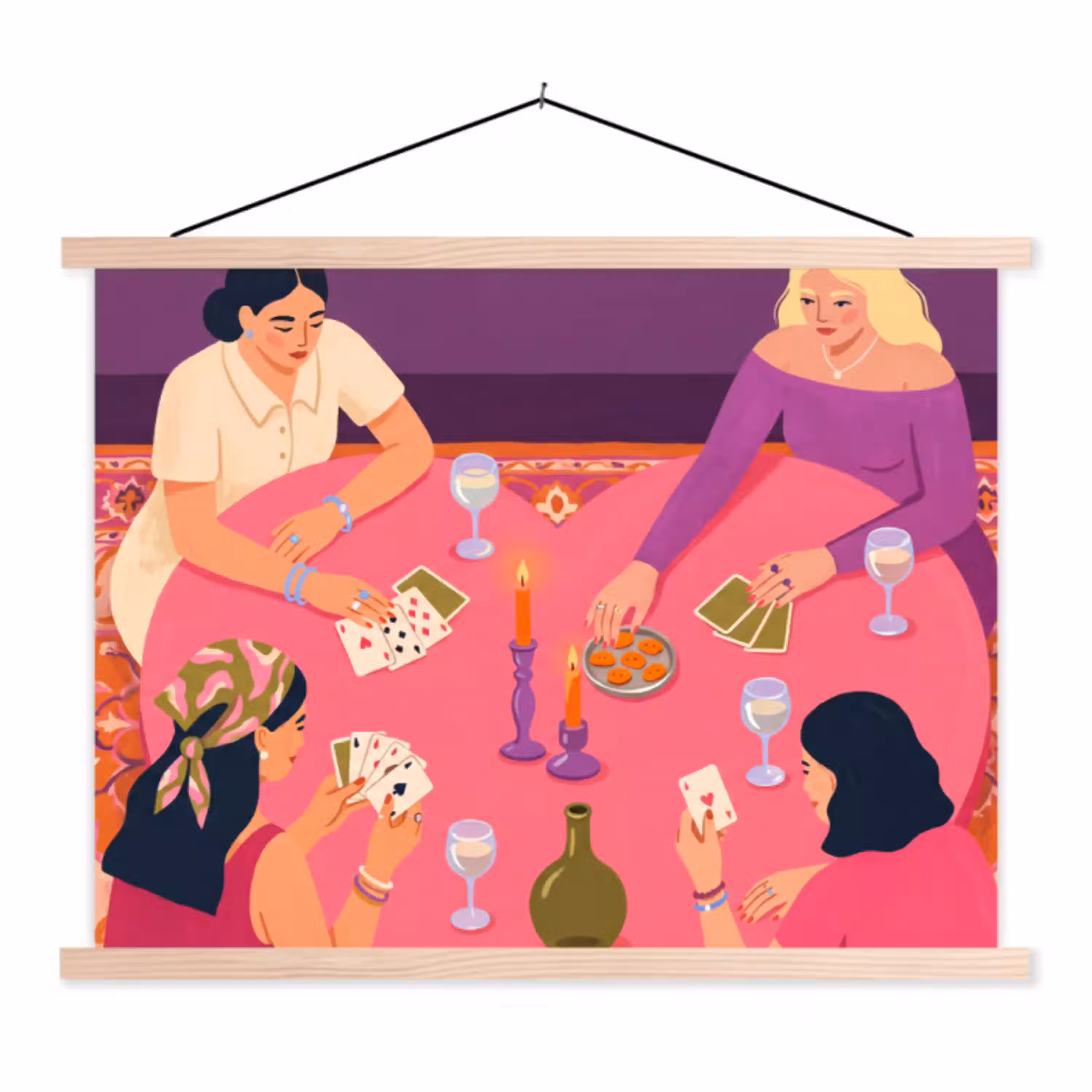 Mensen - Kaartspel - Interieur - Modern - Kleurrijk textielposter latten blank klein -3d