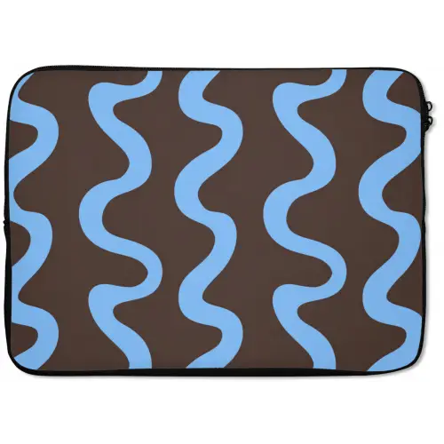 Kronkelende lijnen - Blauw - Bruin - Minimalistisch laptophoes neopreen klein 279 -zkaufland3dotto